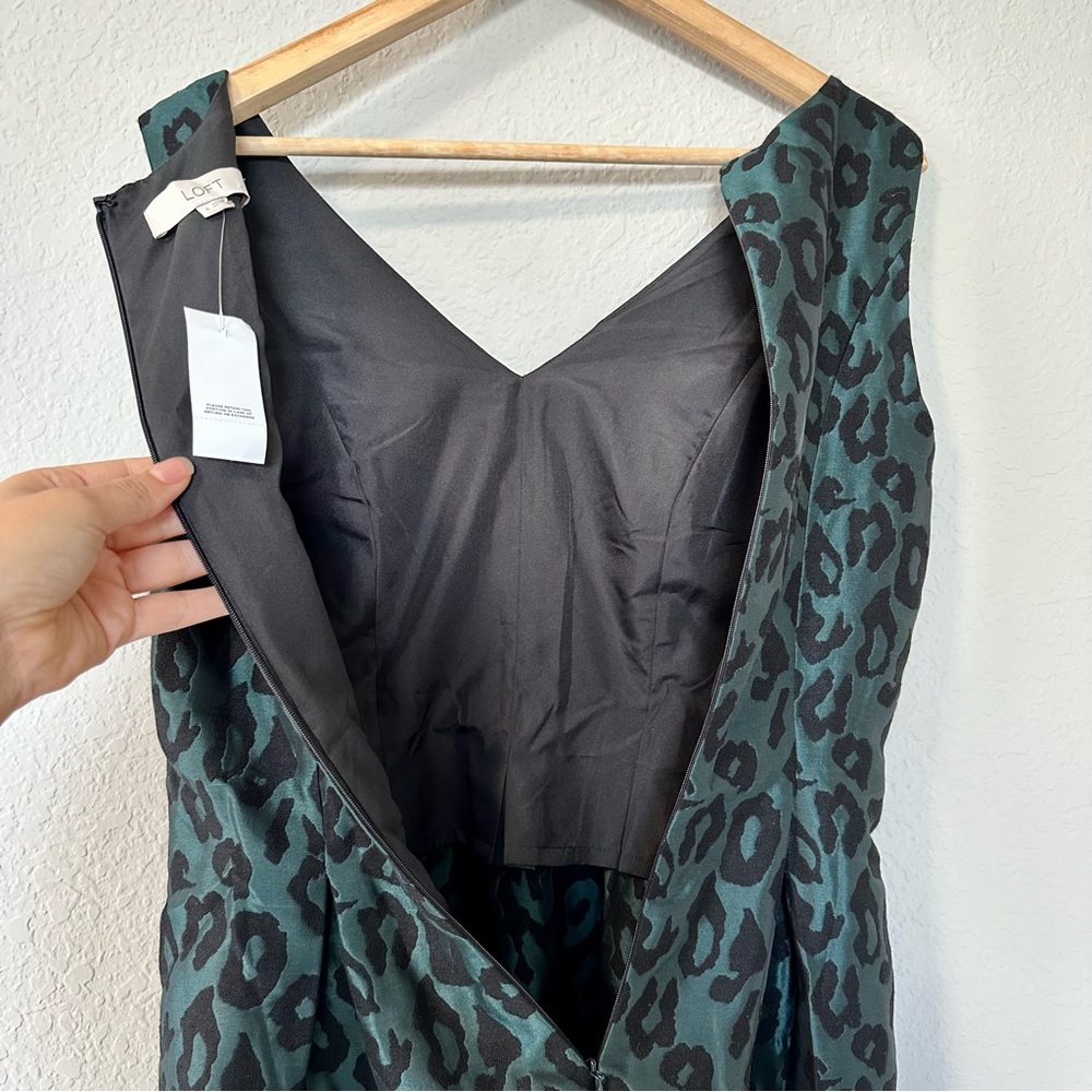 Ann Taylor Loft Green Cheetah Print Dress NWT - Picture 10 of 14